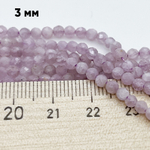 Бусины Кунцит граненый, диаметр 3,2-3,4 мм, цена за 60-61 шт (1/2 нити)