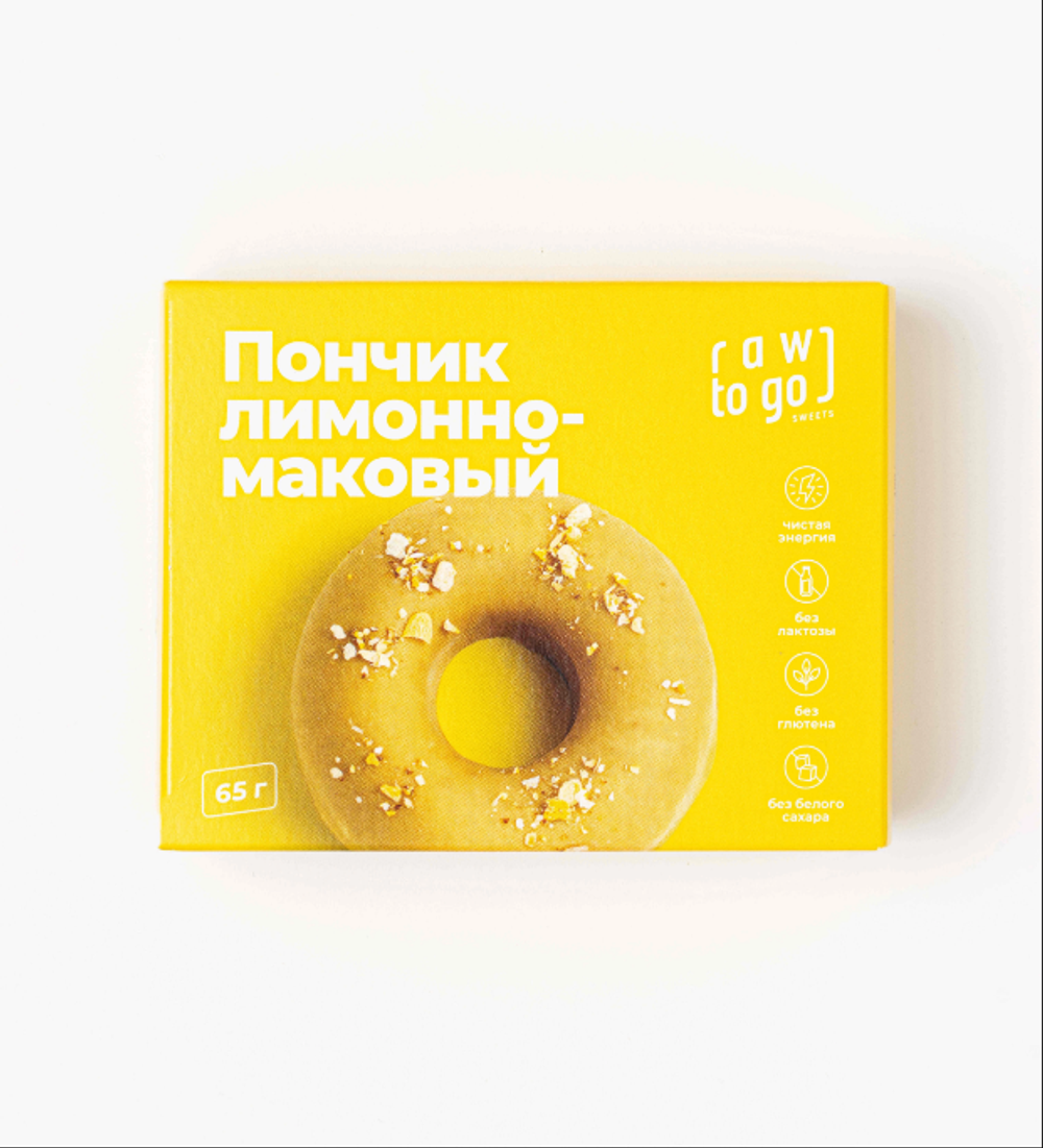 RAWTOGO Пончик лимонно-маковый, 65гр