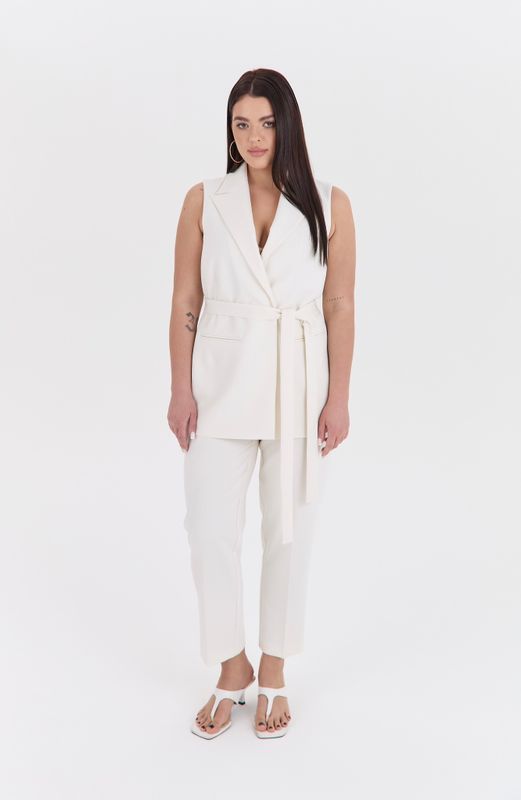 Брюки с высокой посадкой, молочный