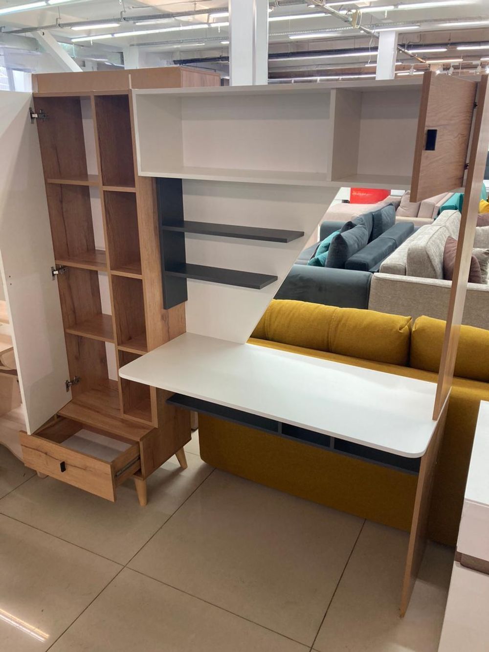 Стол с надстройкой Омега-3 дуб золотистый/антрацит