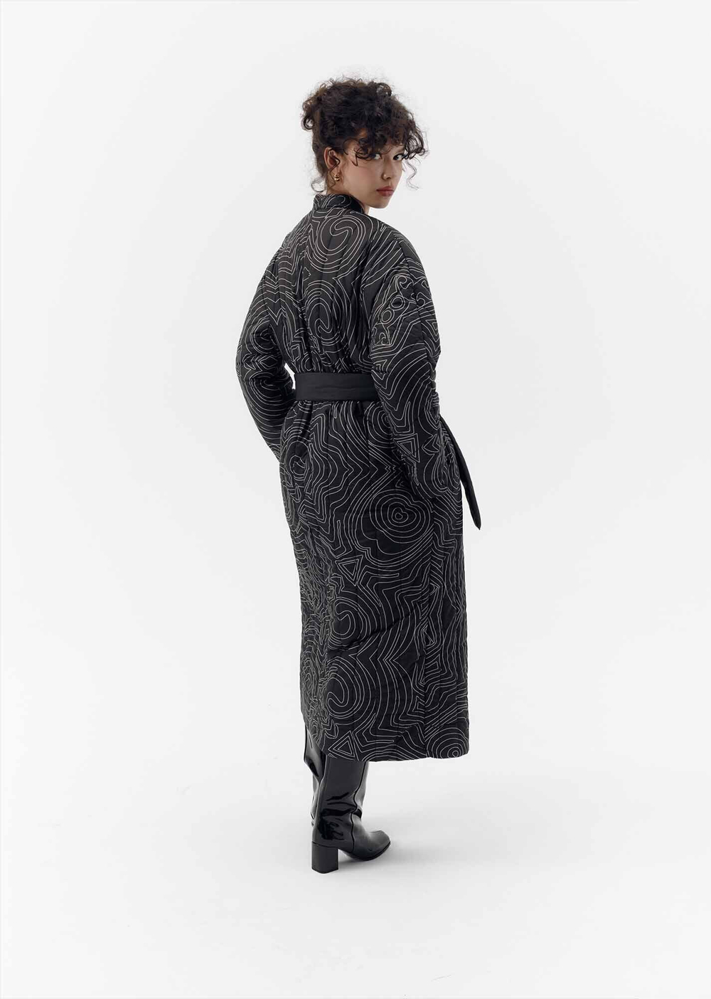 Двустороннее стёганное пальто, черный, м.2437 р. L/XL