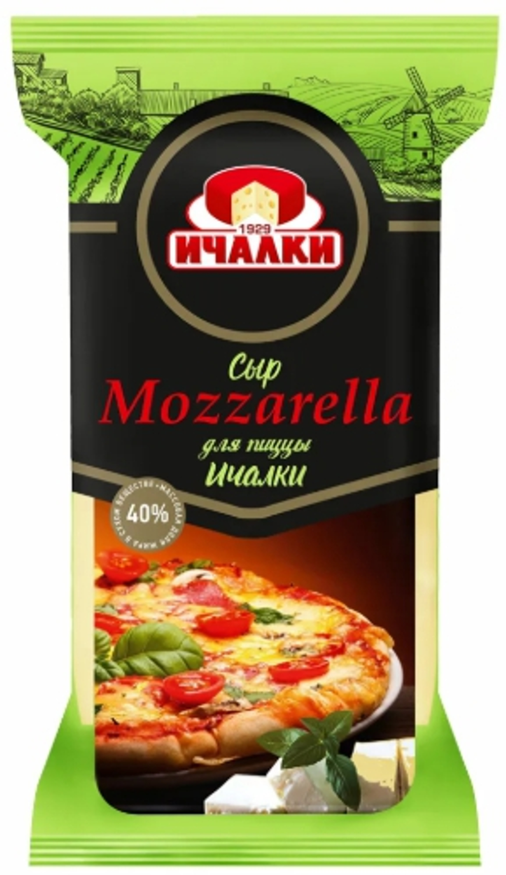 Сыр Моцарелла для пиццы 40%, 250гр, Ичалки