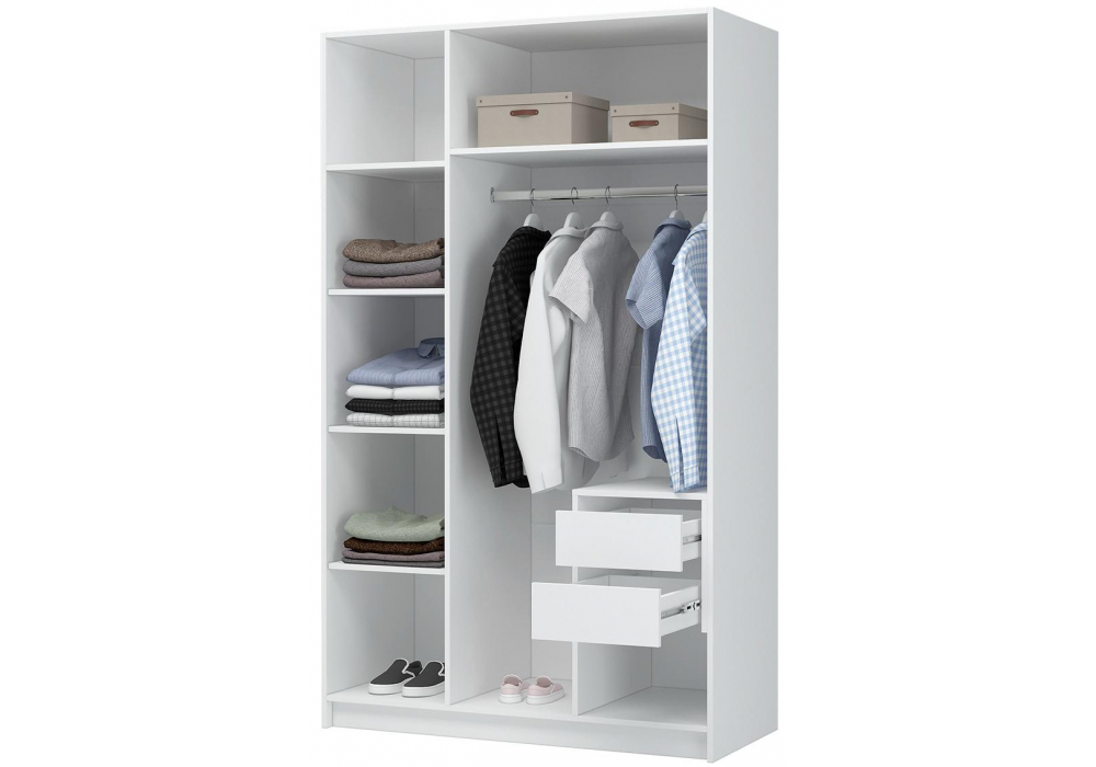 Шкаф Woodville Широн 1200 белый, белый с антресолью