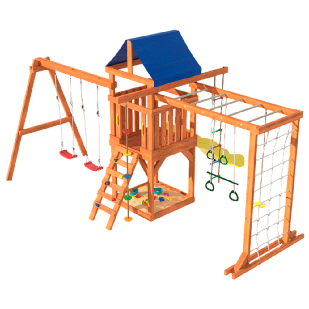 Детская площадка Fun Land с сеткой, рукоходом и качелями лодочка