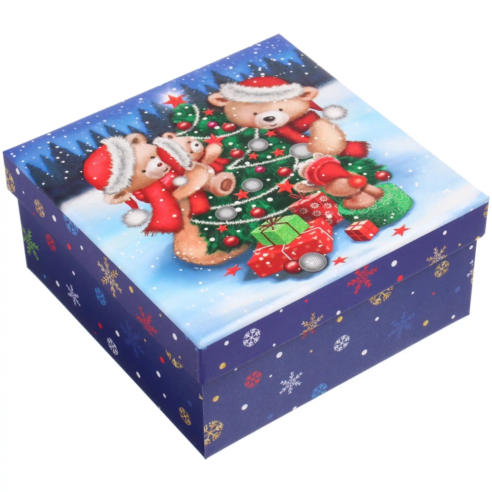 Коробка подарочная «Украшаем елку» 18*18*8.5 см