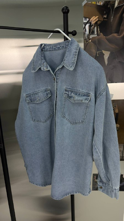 Рубашка джинсовая женская артикул 10687 цвет "голубой"