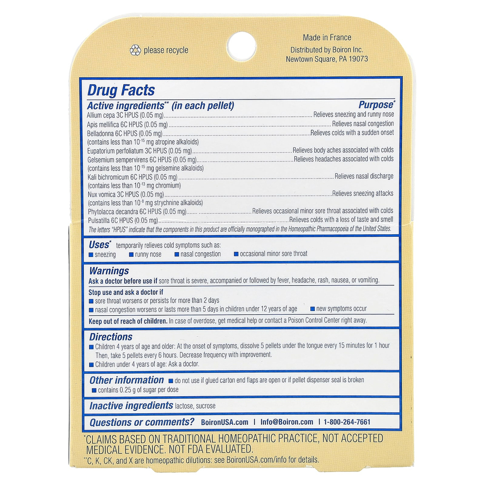 Boiron, ColdCalm® Kids, гранулы для рассасывания, для детей от 4 лет, 2 флакона, прибл. 80 гранул в каждом