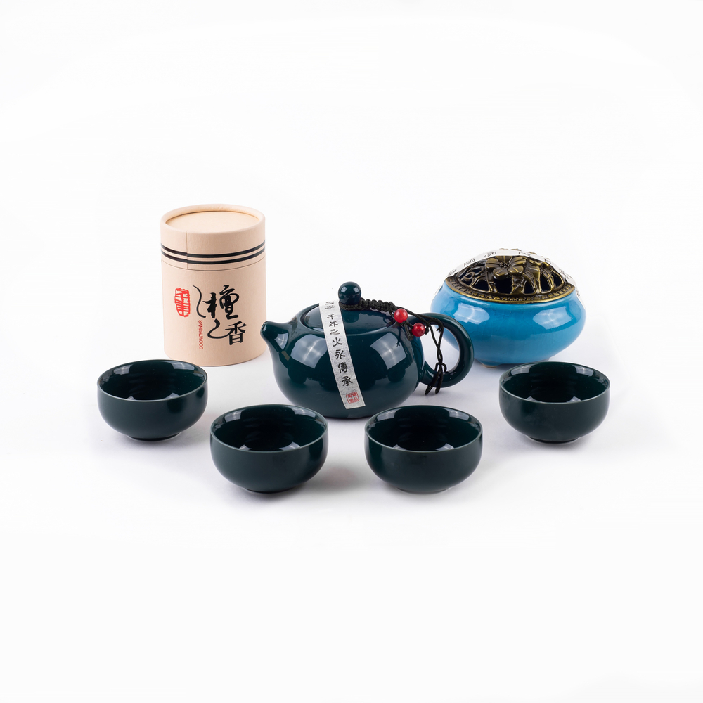 278221Y2 УЦЕНКА Сервиз  "Магия аромата" чайник 220 мл, банка, курильница, 4 пиалы 60 мл, фарф