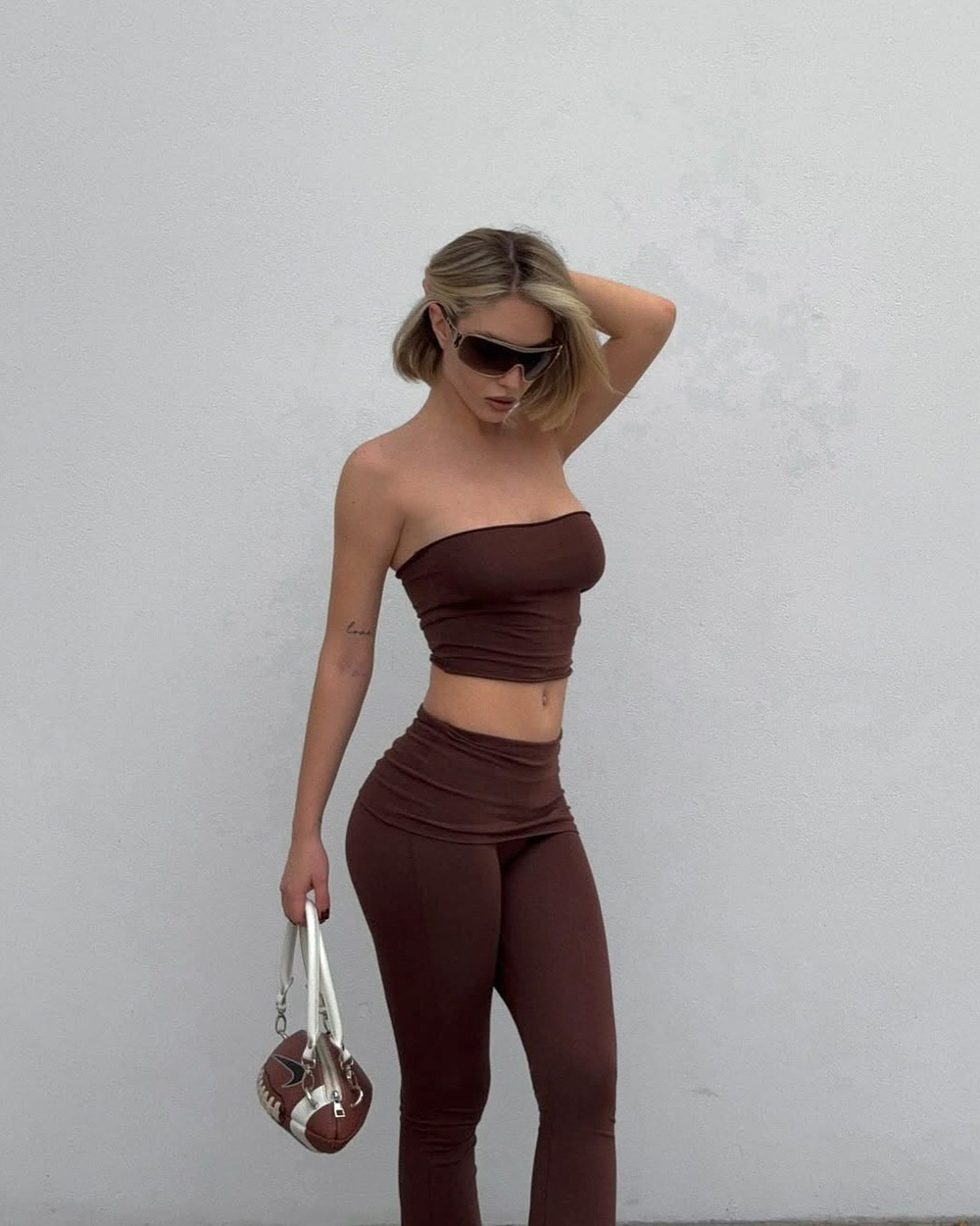 chocolate flared trousers