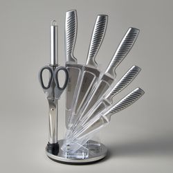 НАБОР НОЖЕЙ AGNESS НЖС НА ПЛАСТИКОВОЙ ВРАЩАЮЩЕЙСЯ ПОДСТАВКЕ 8 ПР.