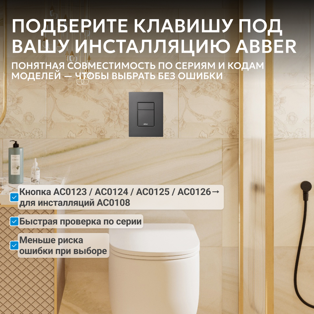 Кнопка смыва ABBER AC0123NG пневматическая, оружейная сталь