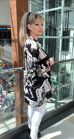 Туника-блузон с красной отделкой