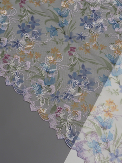 Вышивка на сетке мультиколор неэластичная ширина 24 см