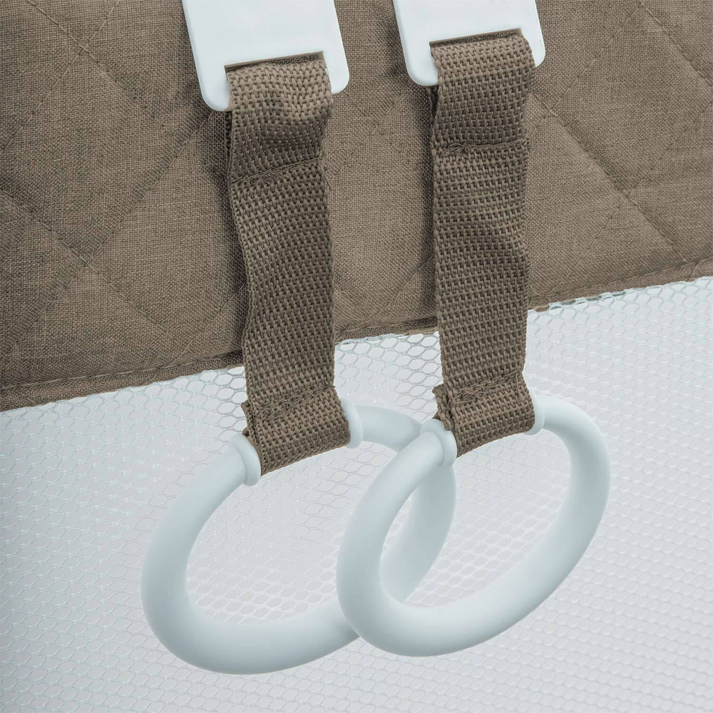 Манеж-кровать "Fortuna", лен, 2 уровня, москитка, 2 кольца, (Indigo) (бежевый)