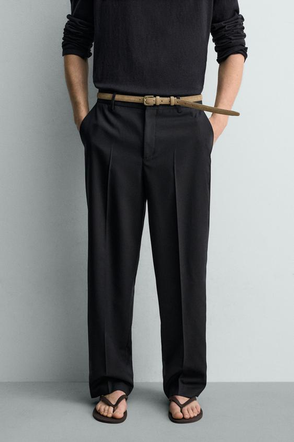 ZARA БРЮКИ STRAIGHT FIT ИЗ 100% ШЕРСТИ — LIMITED EDITION, МОРСКОЙ СИНИЙ