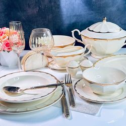 Lenardi 205-938 Обеденный сервиз 45пр. ИМПЕРИАЛ ЗОЛОТО в под.уп.(х0,5)Фарфор