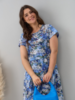 Платье П-026/голубой-ромашковоеполе