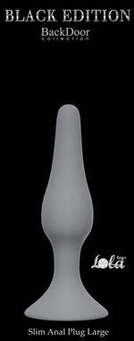 Серая анальная пробка Slim Anal Plug Large - 12,5 см.