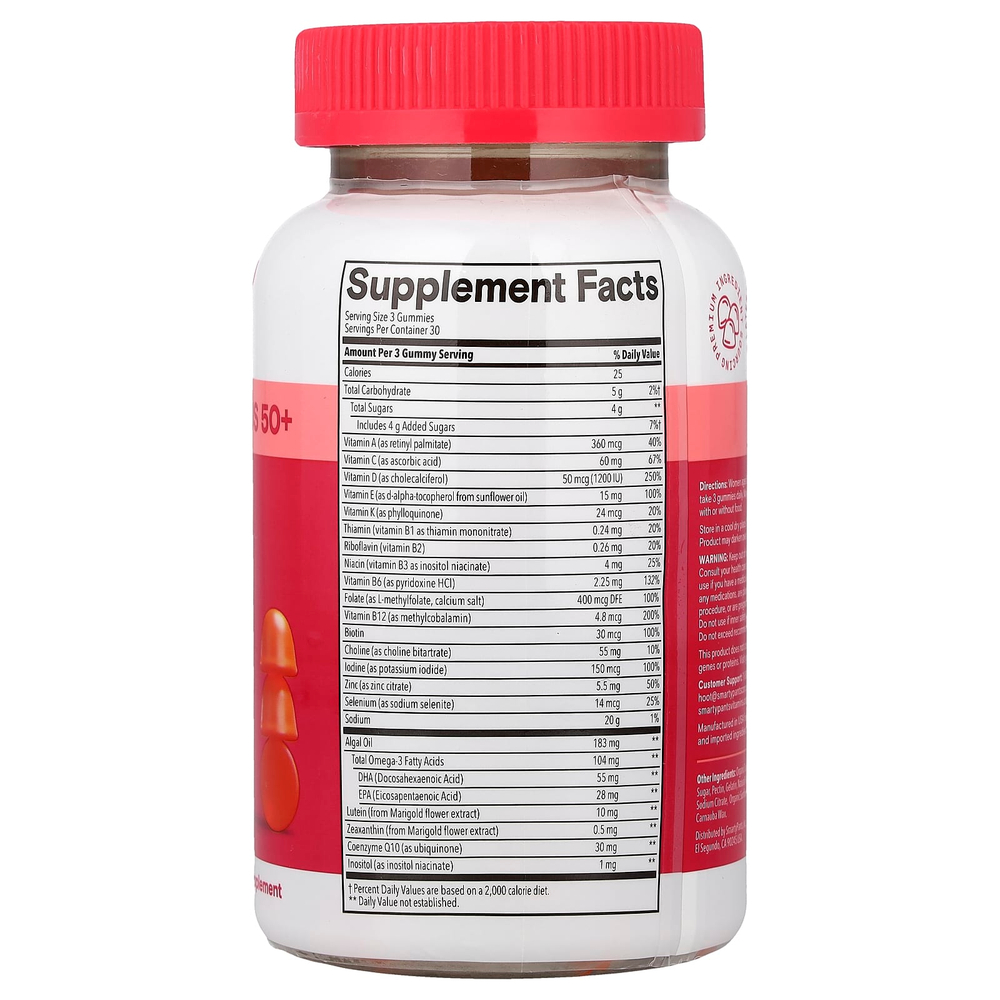 SmartyPants, для женщин старше 50 лет, мультивитамины и омега, со вкусом апельсина и манго, 90 жевательных таблеток