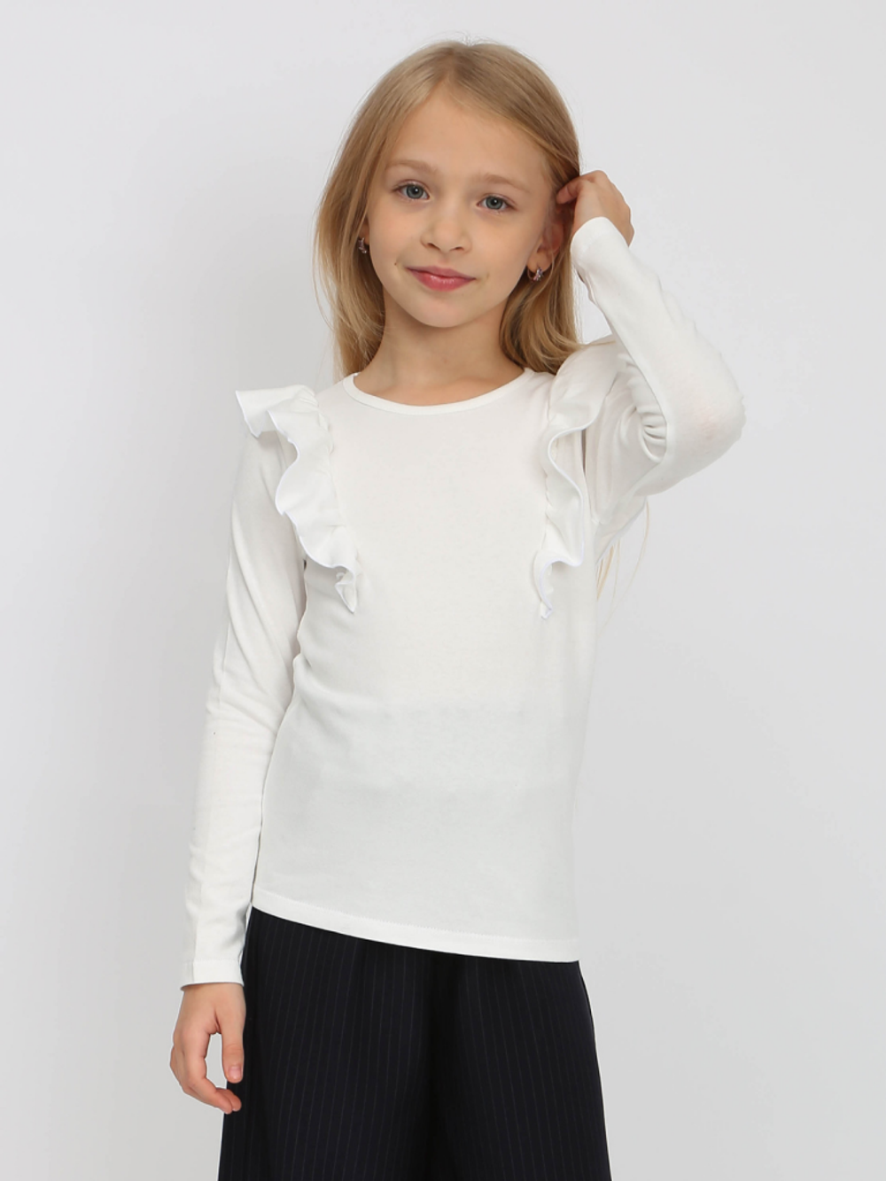 Лонгслив "Школа-9", р. 140, белый, (Ивашка)