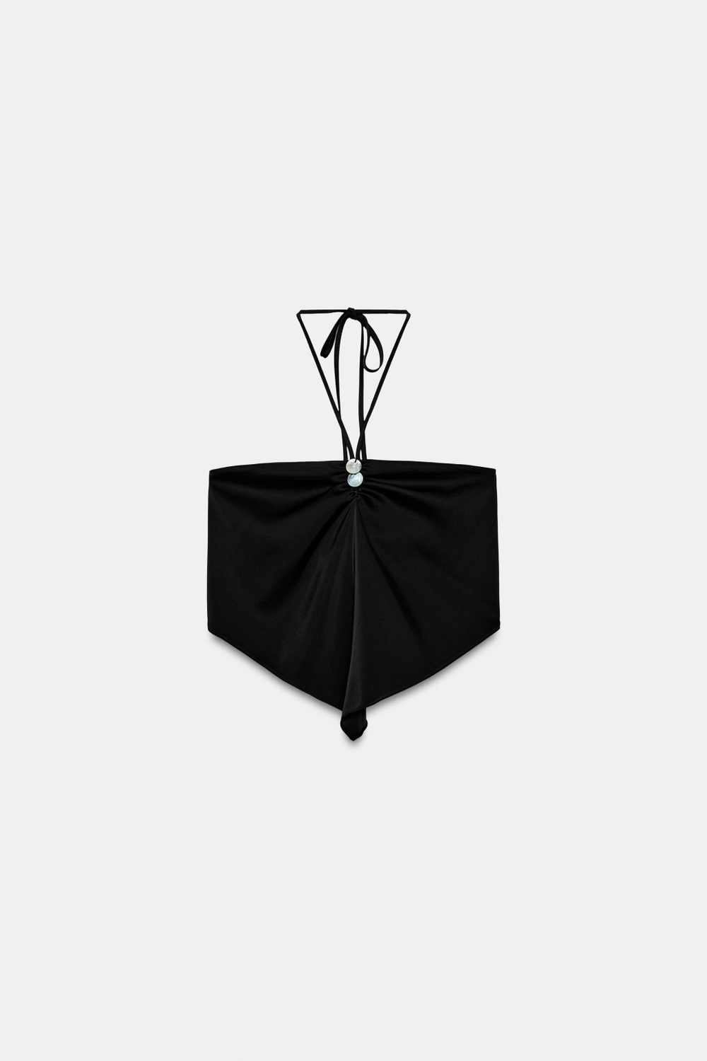 ZARA АТЛАСНЫЙ ТОП С ГОРЛОВИНОЙ ХАЛТЕР, ЧЕРНЫЙ