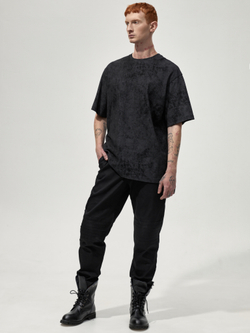 Футболка вареная "Уютная". Черно-серая