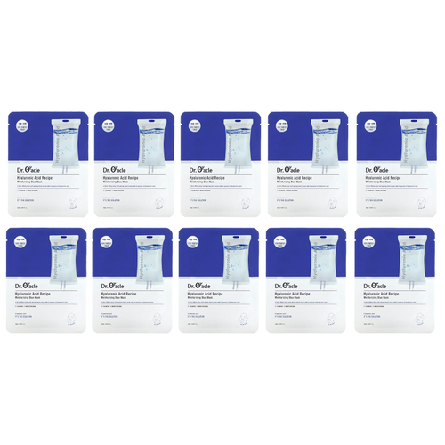 Dr. Oracle, Hyaluronic Acid Recipe, увлажняющая синяя косметическая маска, 10 шт., 25 мл (0,84 жидк. унц.)