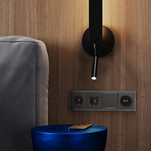 Рамка стеклянная VOLTUM S70 на 4 поста, (титан, стекло)