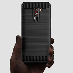Чехол для Xiaomi Pocophone F1 цвет Black (черный), серия Carbon от Caseport