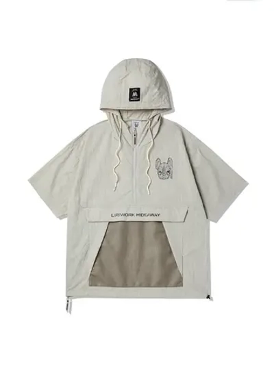 Куртка анорак нейлоновая с коротким рукавом и капюшоном