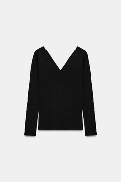 ZARA ОБЛЕГАЮЩИЙ ТОП В РУБЧИК, ЧЕРНЫЙ