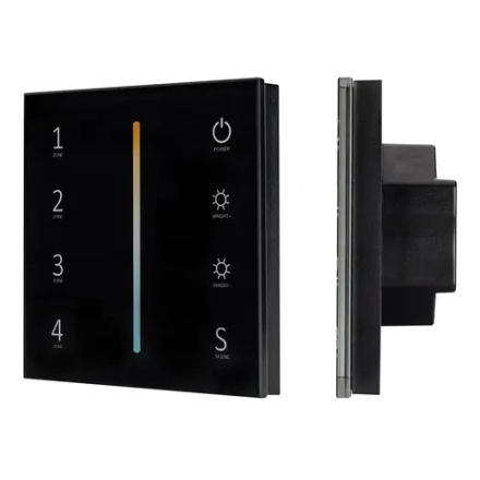 Панель Sens SMART-P43-MIX Black (230V, 4 зоны, 2.4G) (Arlight, IP20 Пластик, 5 лет) 028137