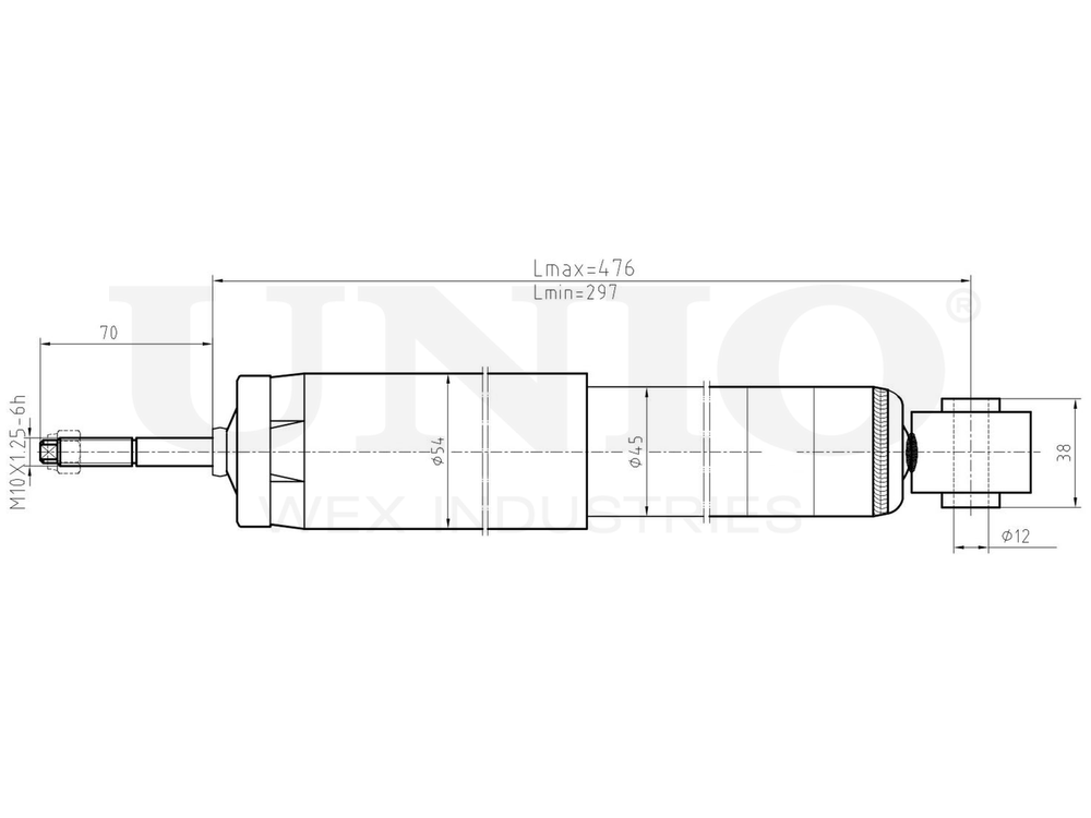 Амортизатор газовый задней подвески UNIO SAB-10738