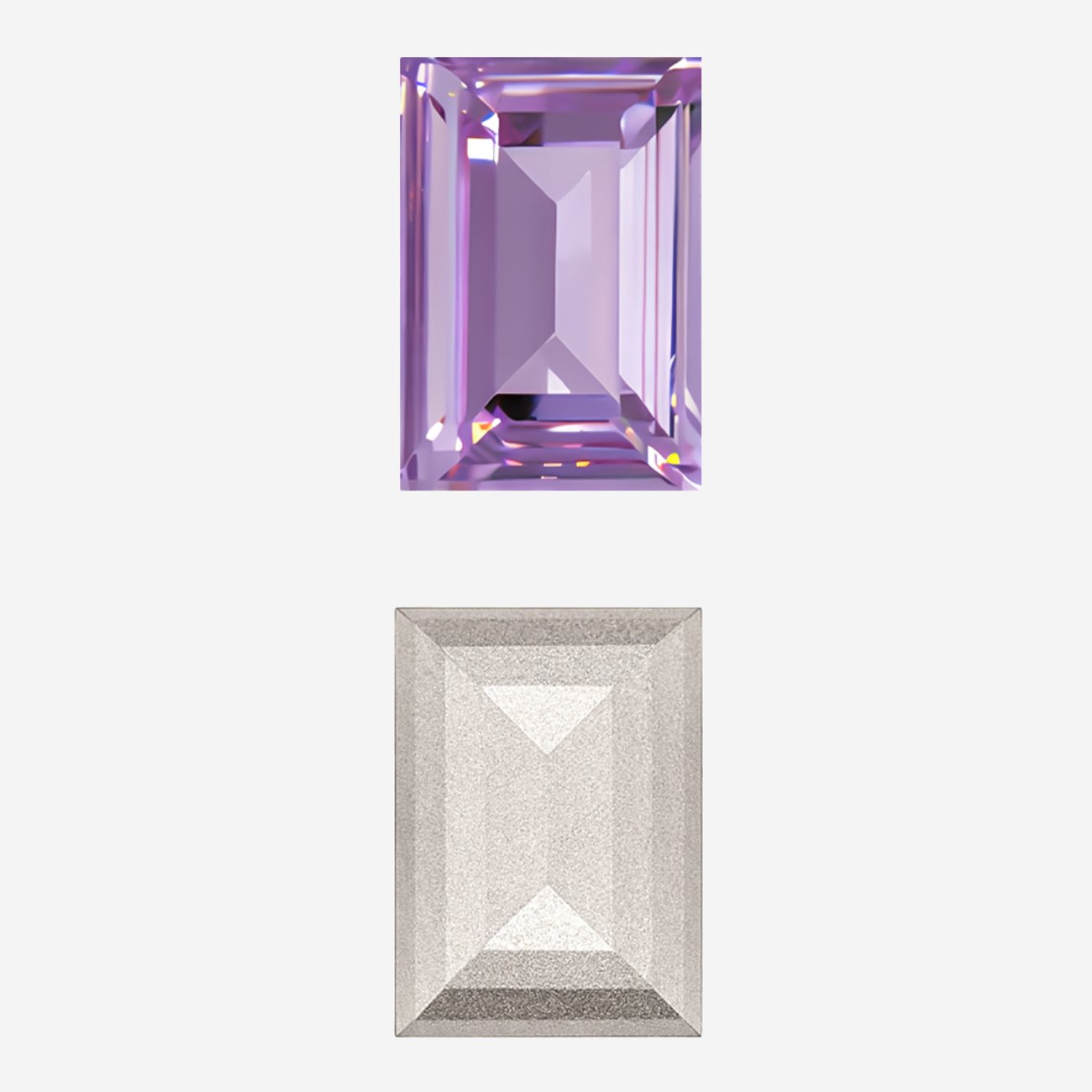 Кристалл Прямоугольник (Step Cut Fancy Stone), оттенок "Светло-аметистовый"/"Light Amethyst", 14*10мм