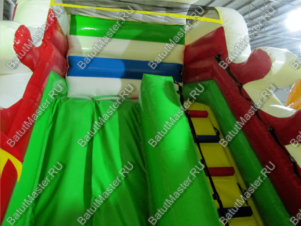 Коммерческий батут "Белый клык" с механизированной головой, цвет красно-желтый, 6*5*4 м