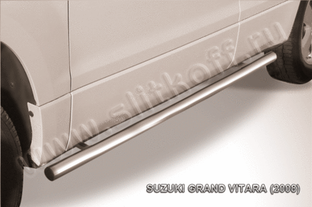Пороги из нержавейки Suzuki Grand Vitara (2008-2012) d57 труба (черный цвет)