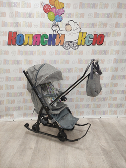 Санки-коляски Galaxy Snow kids 3-3С джинс серый