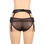 Трусики и пояс для чулок с ремешками черные Sexy Exquisite Lace (M-L)