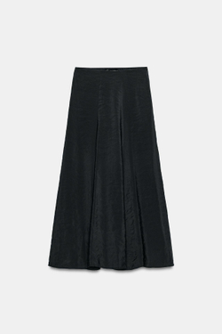 ZARA ЮБКА МИДИ СВОБОДНОГО КРОЯ, ЧЕРНЫЙ