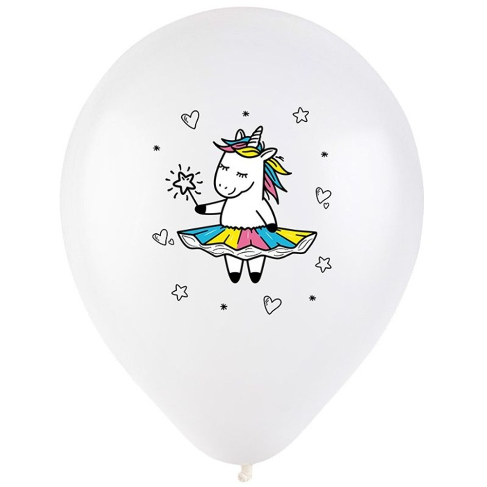 Воздушные шары Веселуха с рисунком Милый единорог, 100 шт. размер 12" #8122038
