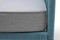 "Канны" кресло плетеное из роупа, каркас алюминий светло-серый (RAL7035) муар, роуп бирюзовый круглый, ткань светло-серая