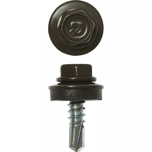 Саморезы СКМ кровельные, RAL 8028 земельно-коричневый, 19 х 5.5 мм, 500 шт, для металлических конструкций, ЗУБР