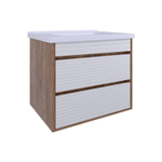 AVK2. Тумба напольная, 2 Ящика, 600, коллекция (Леона 2.0, Cersanit Como, Дуб Крафт Золотой, Молочный глянец)