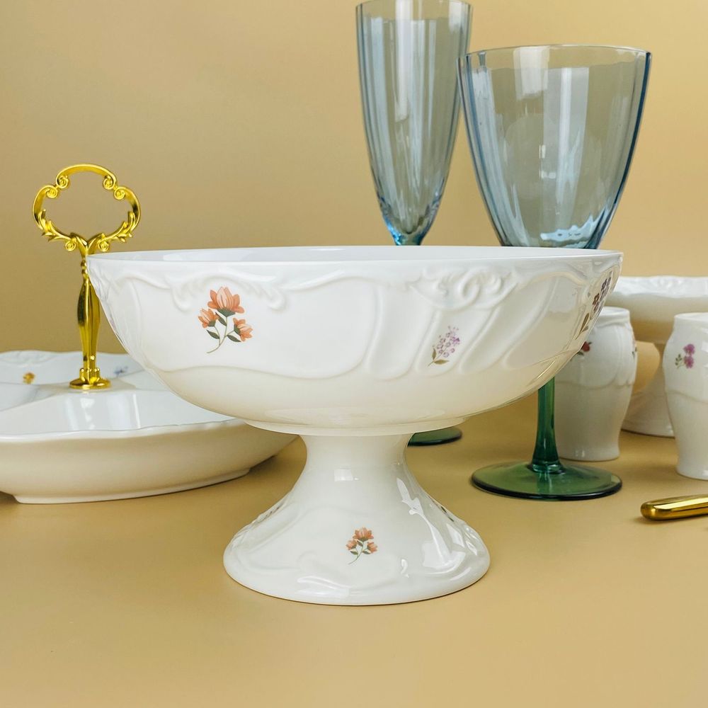 Lenardi 109-217 Фруктовница 20,5х12,5см на ножке КРОКУС в под.уп.(х6)Фарфор