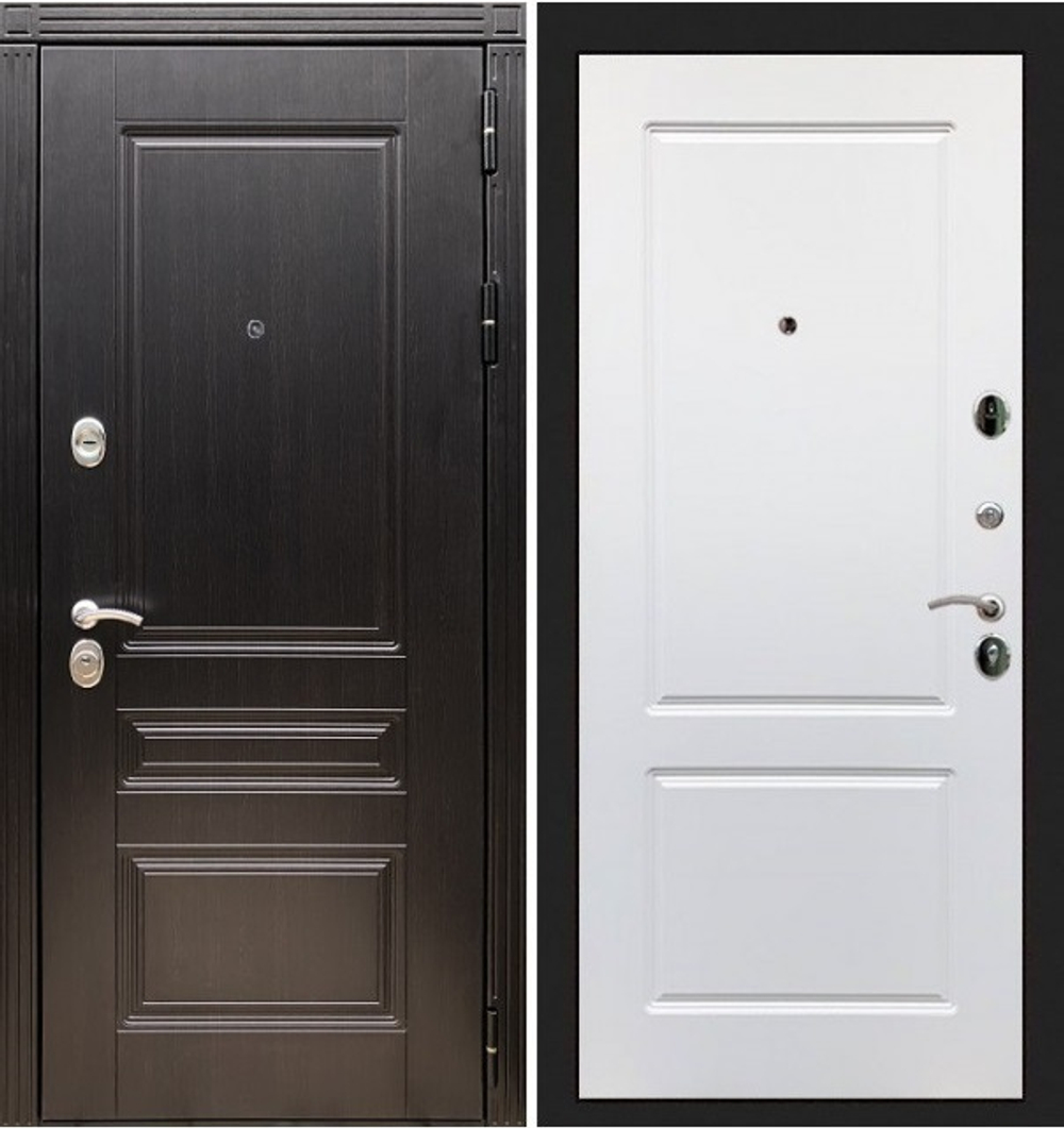 Входная металлическая дверь ReX (Рекс) 17 Венге Мегаполис / ФЛ-117 Силк сноу (белый матовый, без текстуры) 16мм
