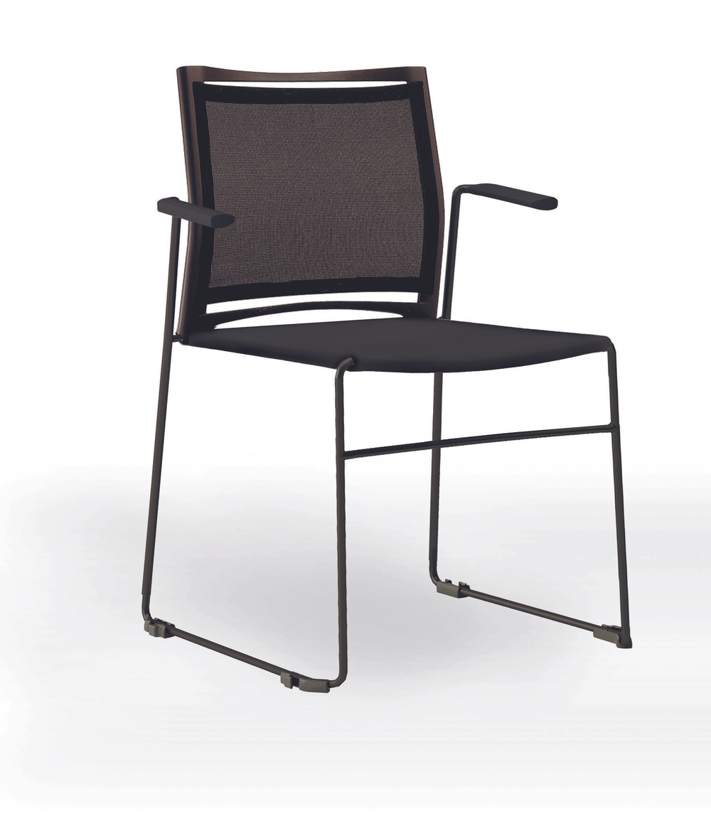 Web стул на полозьях с подлокотниками и спинкой-сеткой