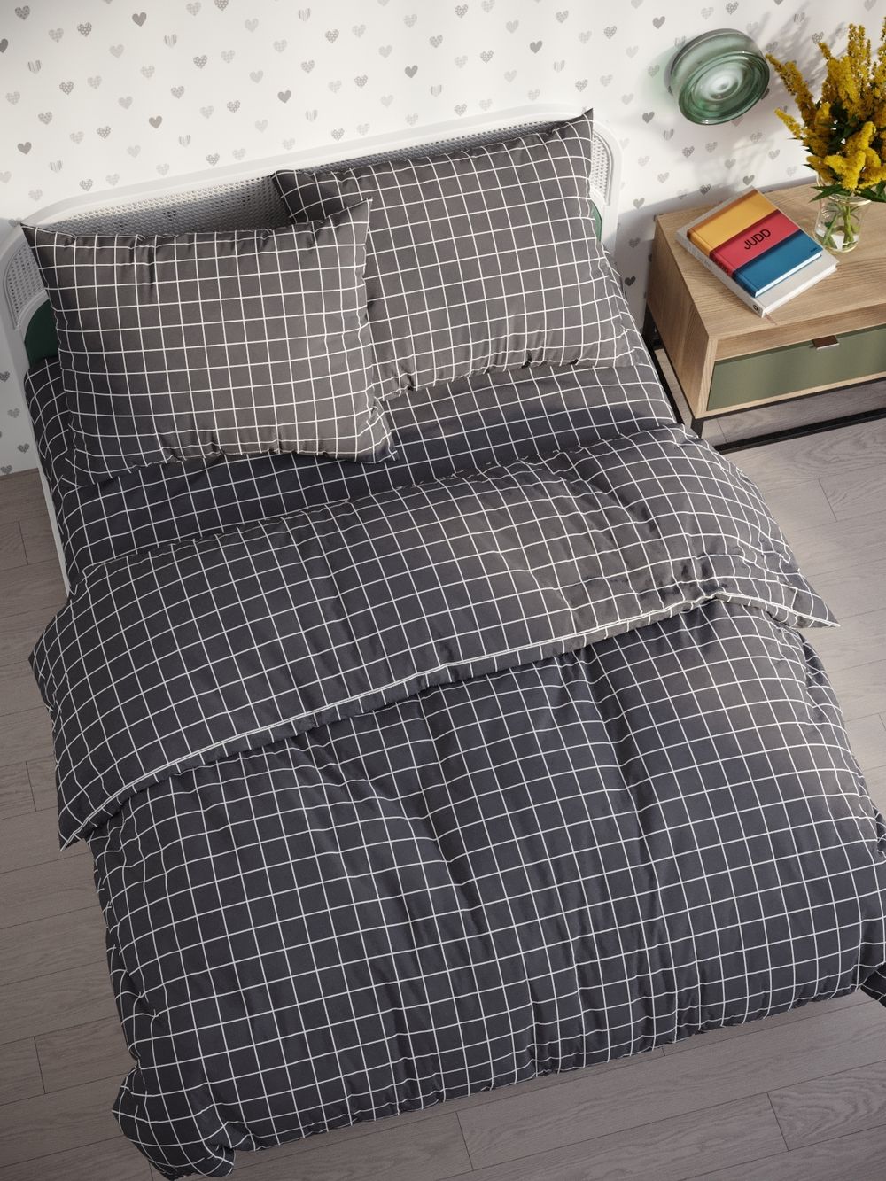 Пододеяльник Сказка "Клетка серая" евро 200х215 см