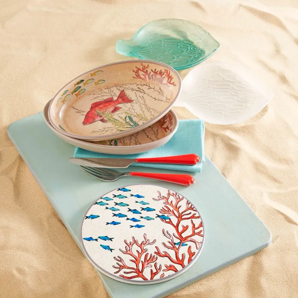 Rose&Tulipani Набор из 2 овальных меламиновых тарелок Sea Life 24x15 см