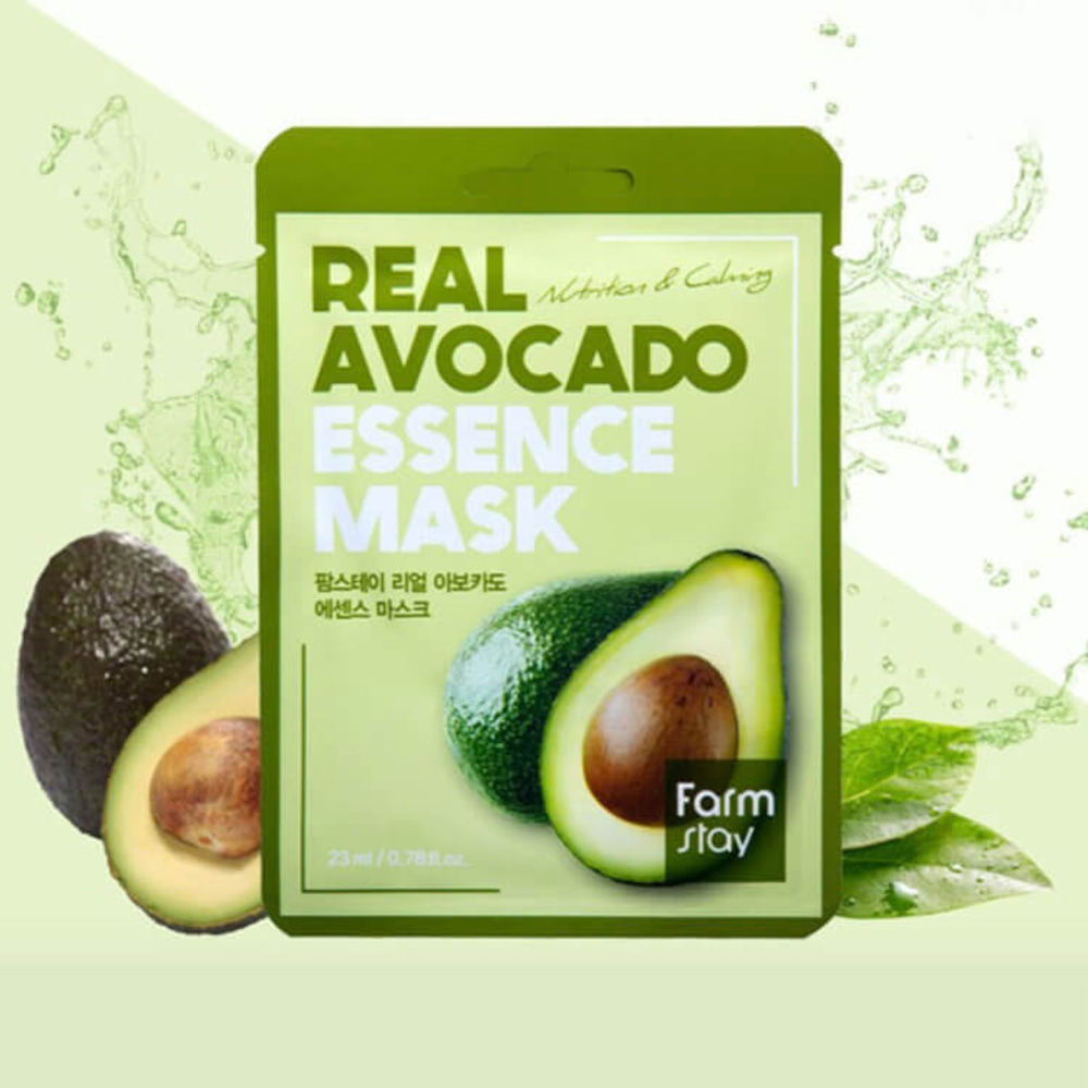Тканевая маска для лица FarmStay с экстрактом авокадо Real Avocado Essence Mask, 30 мл. Страна производитель: Корея (Уход за лицом)
