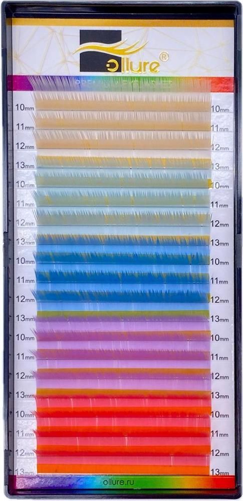 Ресницы Ollure Color Mix №3 (серебро,св.гол,голуб,св.фиол,св.роз) mix